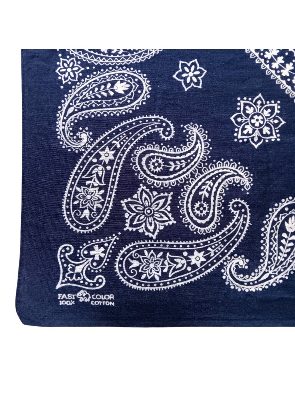 Vintage Fast Color Bandana Hanky 1950's Elephant Trunk Up 22x19 Navy Blue
